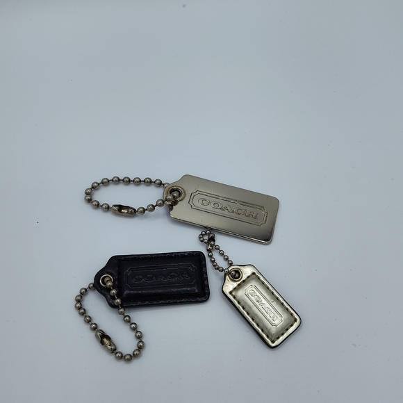 Coach Other - THREE 2008 Authentic Coach Black Leather, Silver Puffy And Silver Metal Hangtags